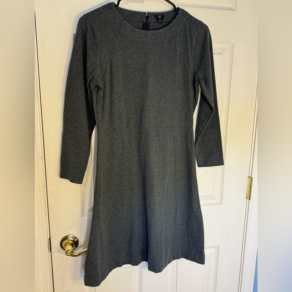 J.‎ CREW Gray Long Sleeve Midi Dress Size medium petite minimalist closet staple - Picture 1 of 10